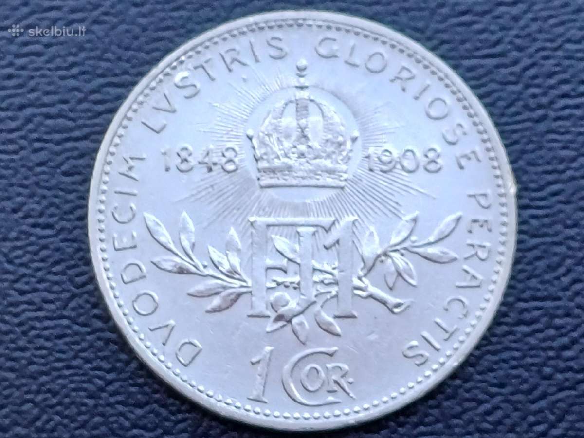 1 krona 1908m. Austrija sidabras