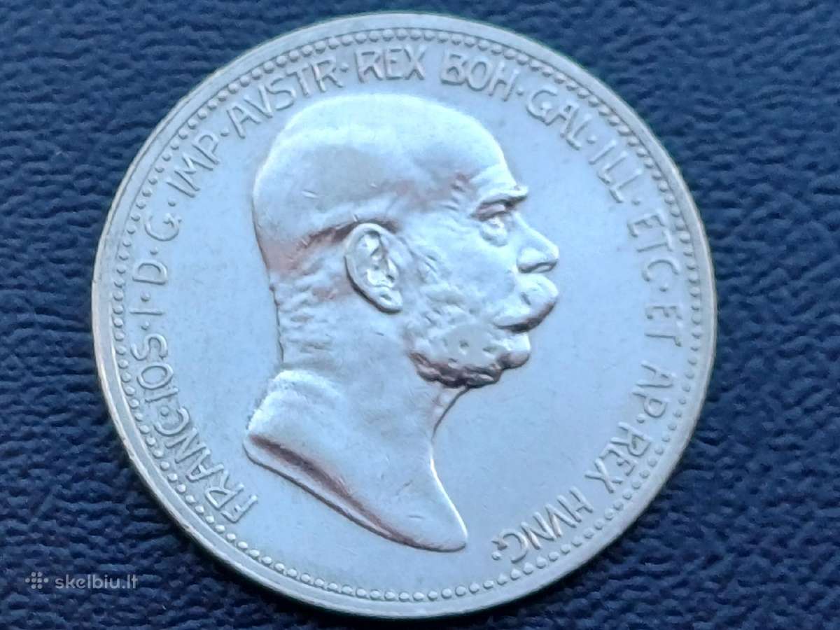 1 krona 1908m. Austrija sidabras - nuotraukos Nr. 2