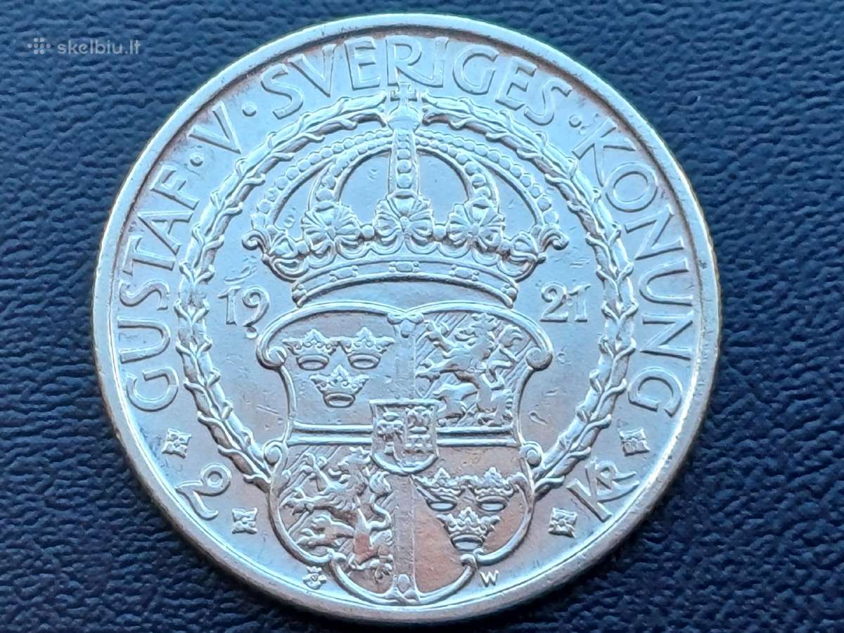 2 kronos 1921m. Švedija sidabras