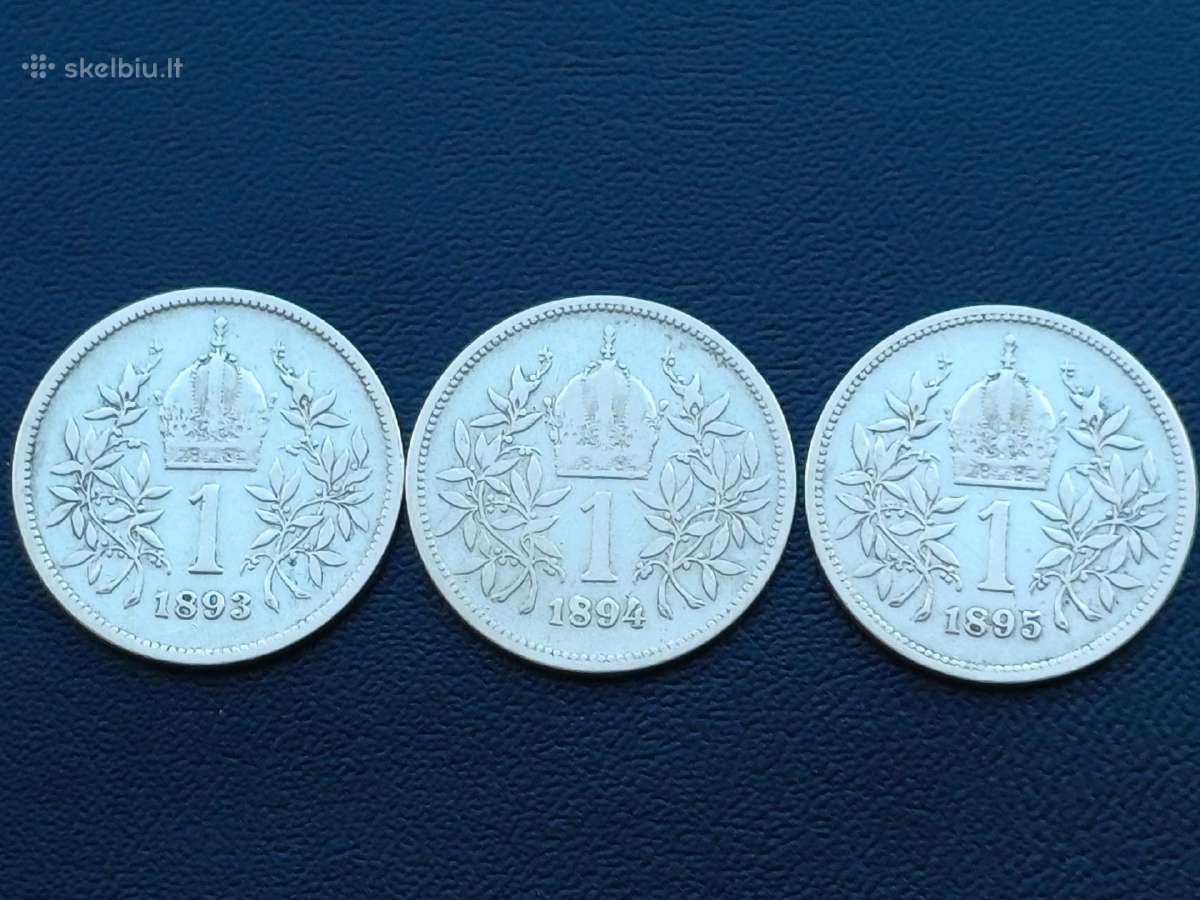 1 krona 1893,94,95m. Austrija sidabras