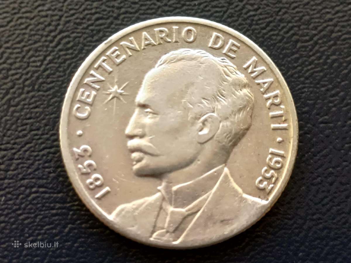 25 centavai 1953m. Kuba sidabras 900 - nuotraukos Nr. 2