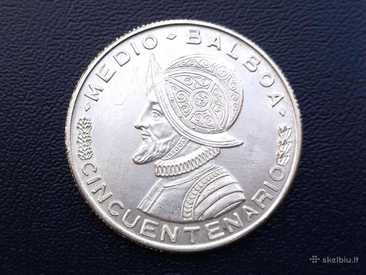Medio balboa 1953m. Panama sidabras 900 unc - nuotraukos Nr. 2