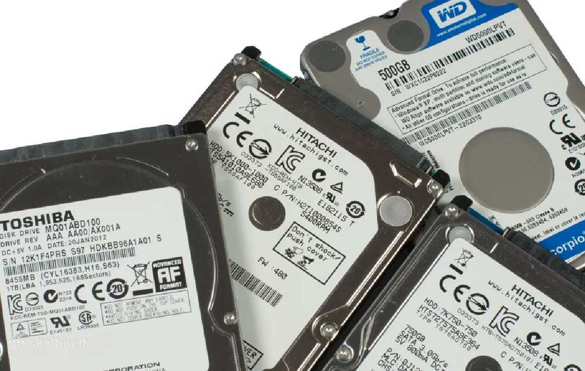 2,5", 3,5" HDD Ide ir Sata