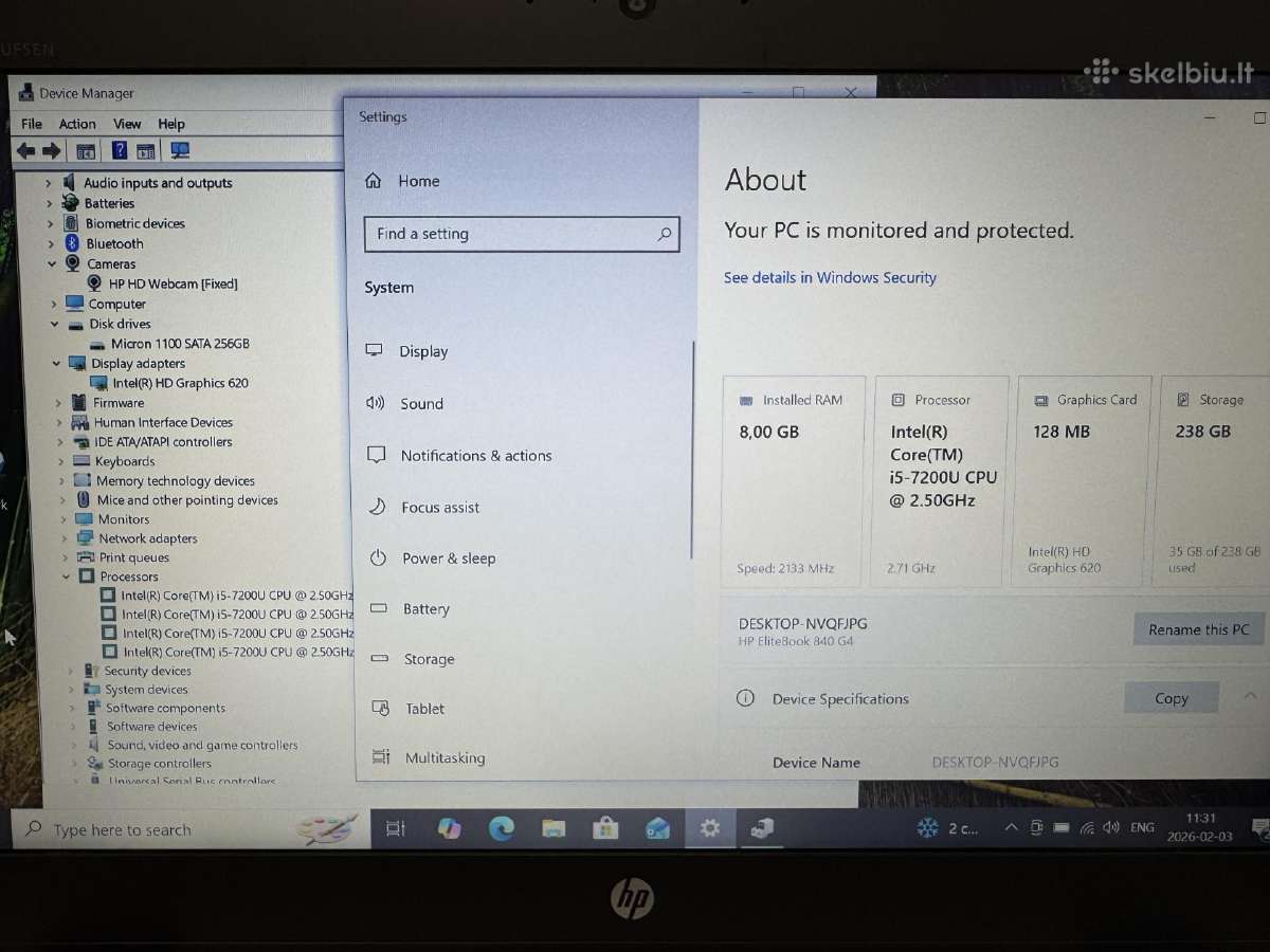 Hp Elitebook 840 G4 - nuotraukos Nr. 4