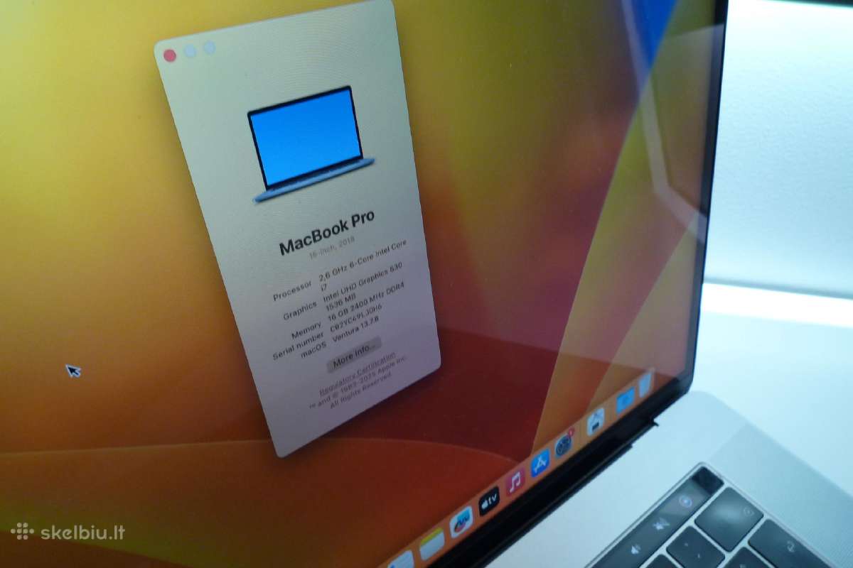 Apple MacBook Pro 15 2018 (A1990) i7, 16gb, 2tb - nuotraukos Nr. 5