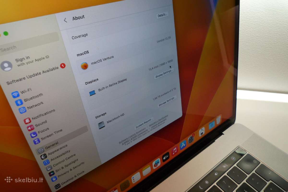 Apple MacBook Pro 15 2018 (A1990) i7, 16gb, 2tb - nuotraukos Nr. 8