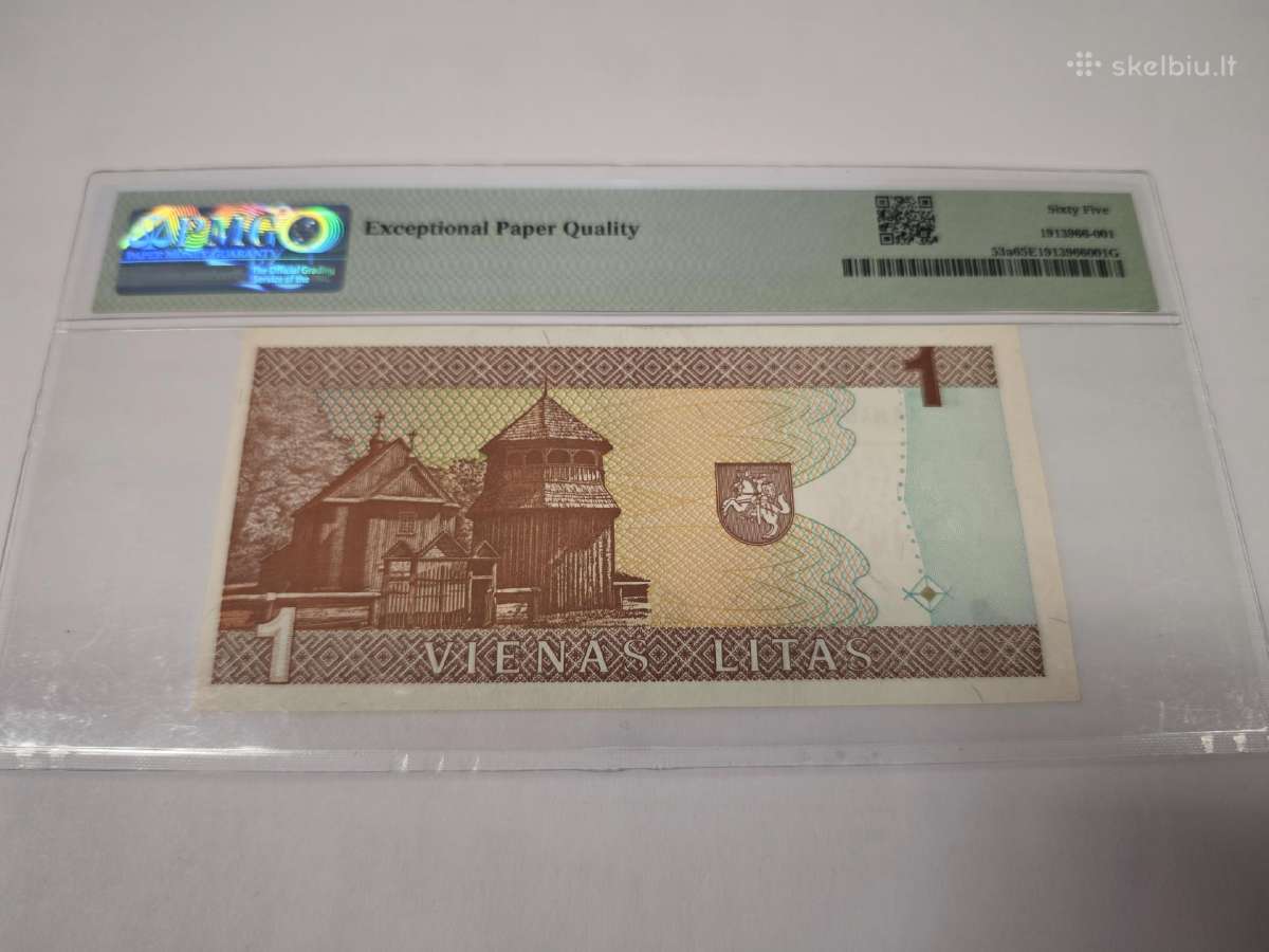 1994 m. 1 litas Pmg65 Aah serija - nuotraukos Nr. 2