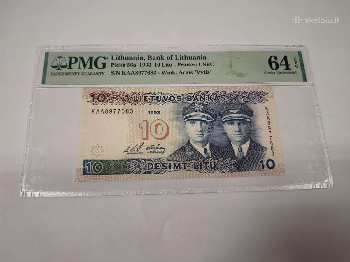 1993 m. 10 litų Pmg64 Kaa serija