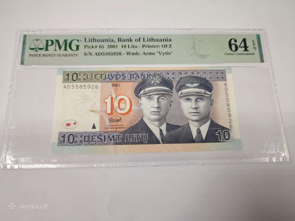 2001 m. 10 litų Pmg64 Ad serija