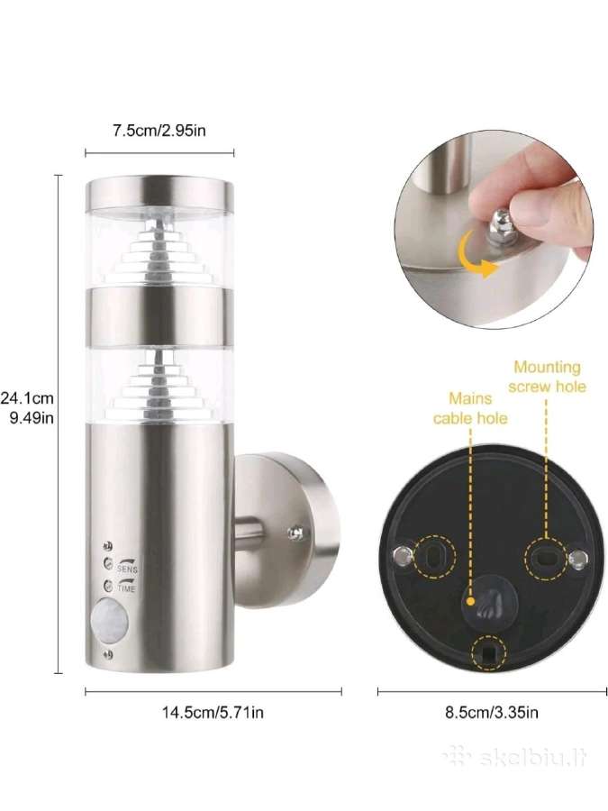 Lauko LED sienines lempos su judesio davikliu 220v - nuotraukos Nr. 4
