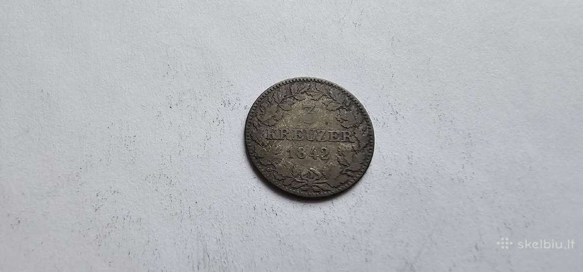 1842 3 kreuzeriai Wurtenbergas