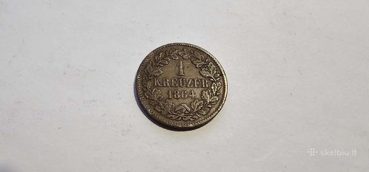 1864 1 kreuzeris Badenas