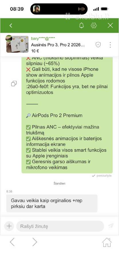 Ausinės Pro 3, Pro 2 2026 1:1 Atsiliepimai, Akcija - nuotraukos Nr. 29