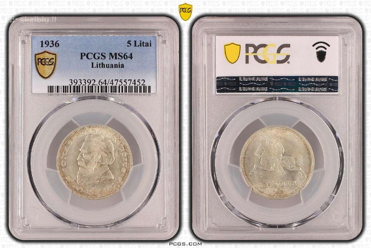 Pcgs 1936 m. Basanavičius Ms64