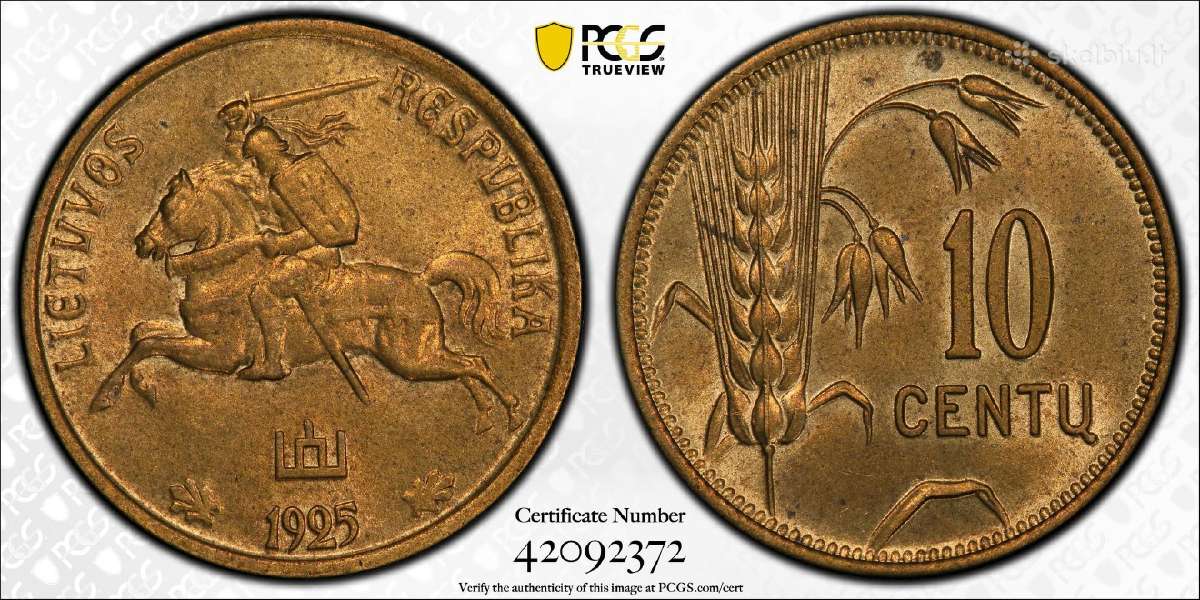1925 m. 10 centų Ms64 Pcgs