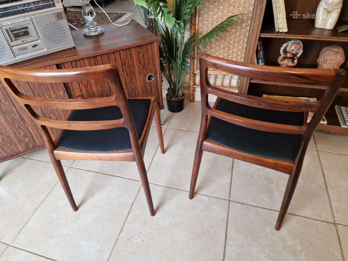 Vintažinės mid century palisandro masyvo kėdės - nuotraukos Nr. 3