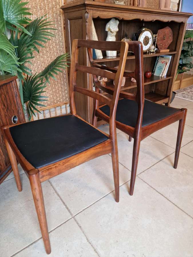 Vintažinės mid century palisandro masyvo kėdės - nuotraukos Nr. 4