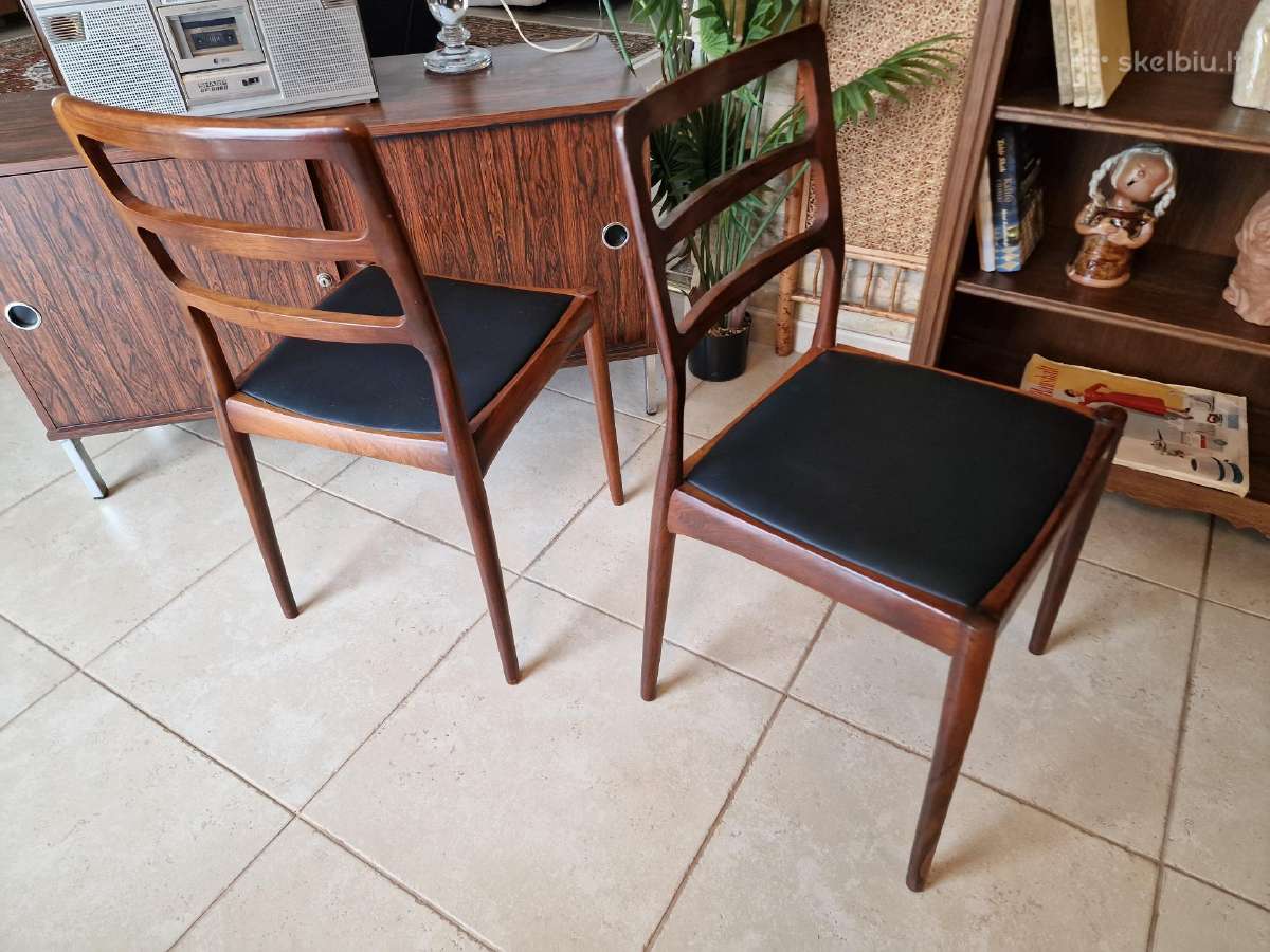 Vintažinės mid century palisandro masyvo kėdės - nuotraukos Nr. 6