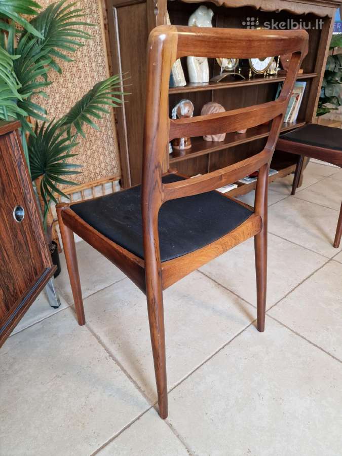 Vintažinės mid century palisandro masyvo kėdės - nuotraukos Nr. 15