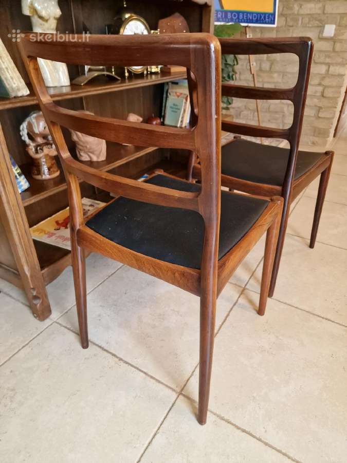 Vintažinės mid century palisandro masyvo kėdės - nuotraukos Nr. 17