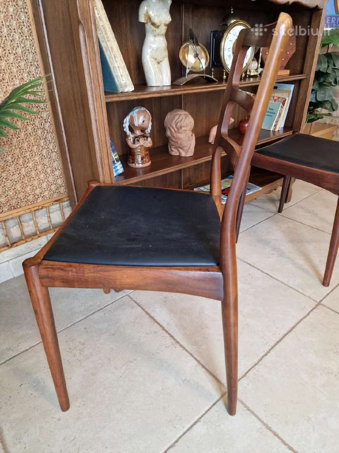 Vintažinės mid century palisandro masyvo kėdės - nuotraukos Nr. 18