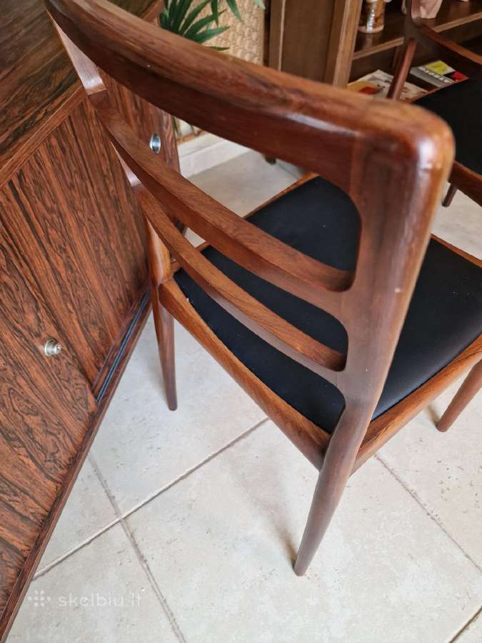 Vintažinės mid century palisandro masyvo kėdės - nuotraukos Nr. 23