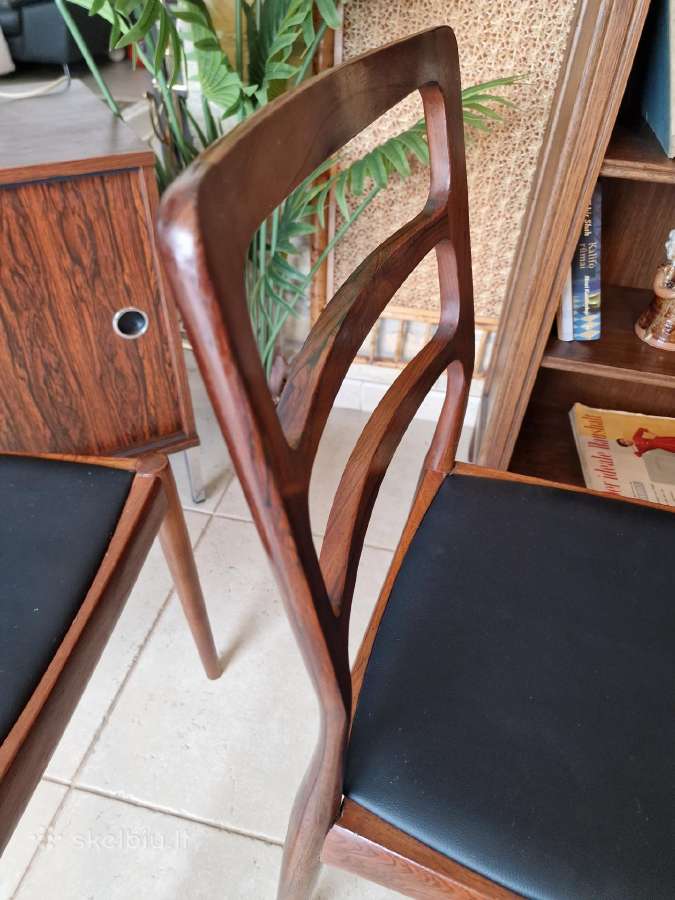 Vintažinės mid century palisandro masyvo kėdės - nuotraukos Nr. 24