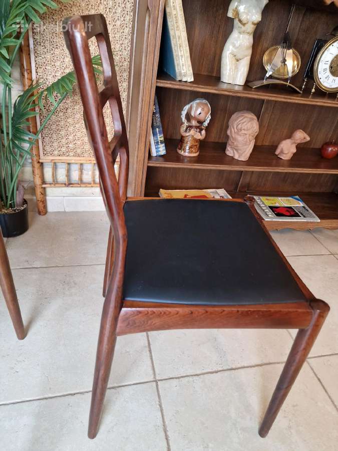 Vintažinės mid century palisandro masyvo kėdės - nuotraukos Nr. 25