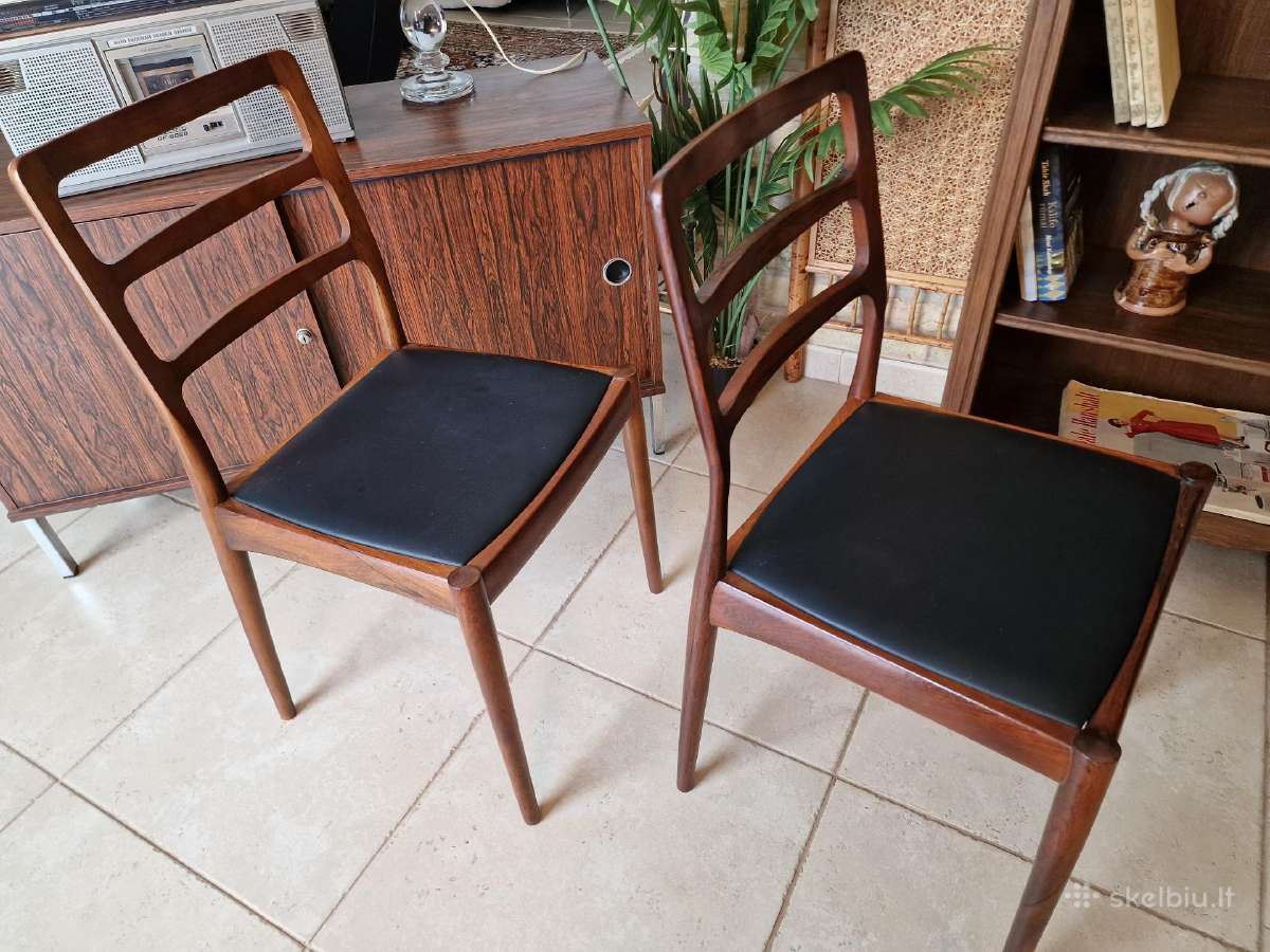 Vintažinės mid century palisandro masyvo kėdės - nuotraukos Nr. 26