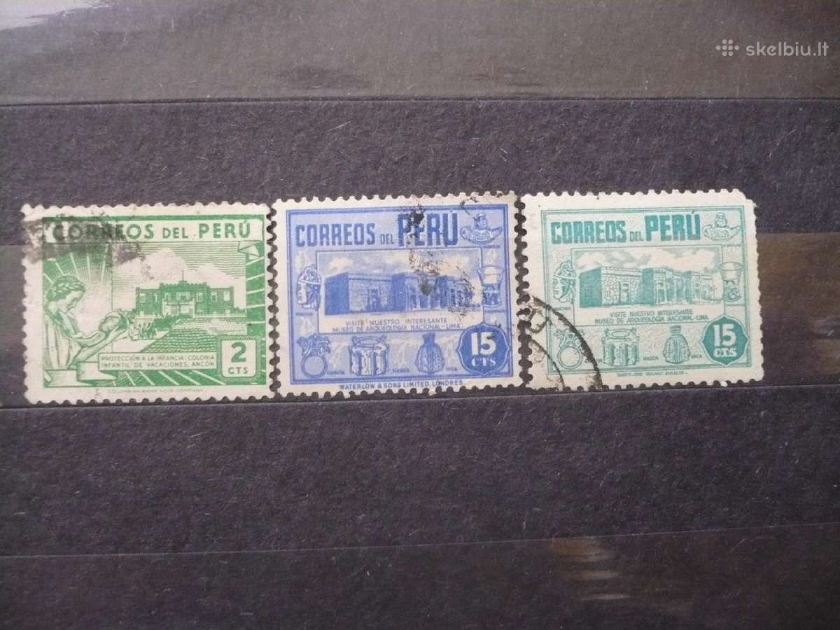 1945–1947 m. įvairūs pašto ženklai su įspaudu