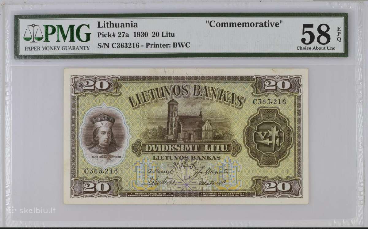 1930 m. 20 Lt Pmg 58 Choice About Unc
