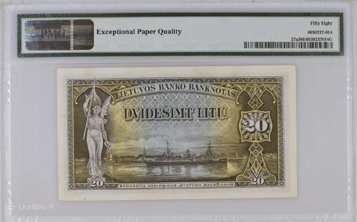 1930 m. 20 Lt Pmg 58 Choice About Unc - nuotraukos Nr. 2