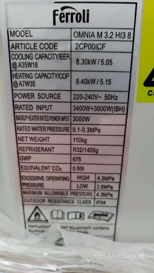 Šilumos siurblys ferolli 8kw,10kw,12kw,16kw - nuotraukos Nr. 2