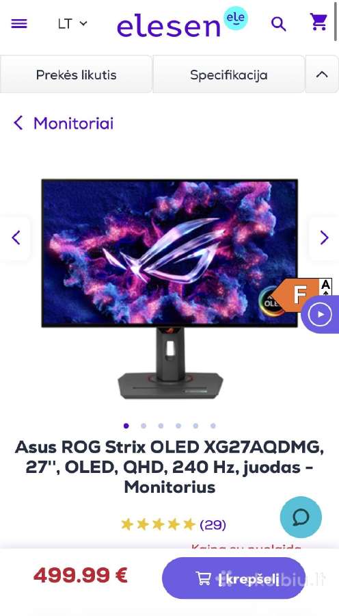 Asus Rog Strix Oled, 240hz