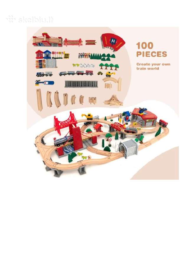 Medinis traukinio bėgių rinkinys 100 dalių - nuotraukos Nr. 8
