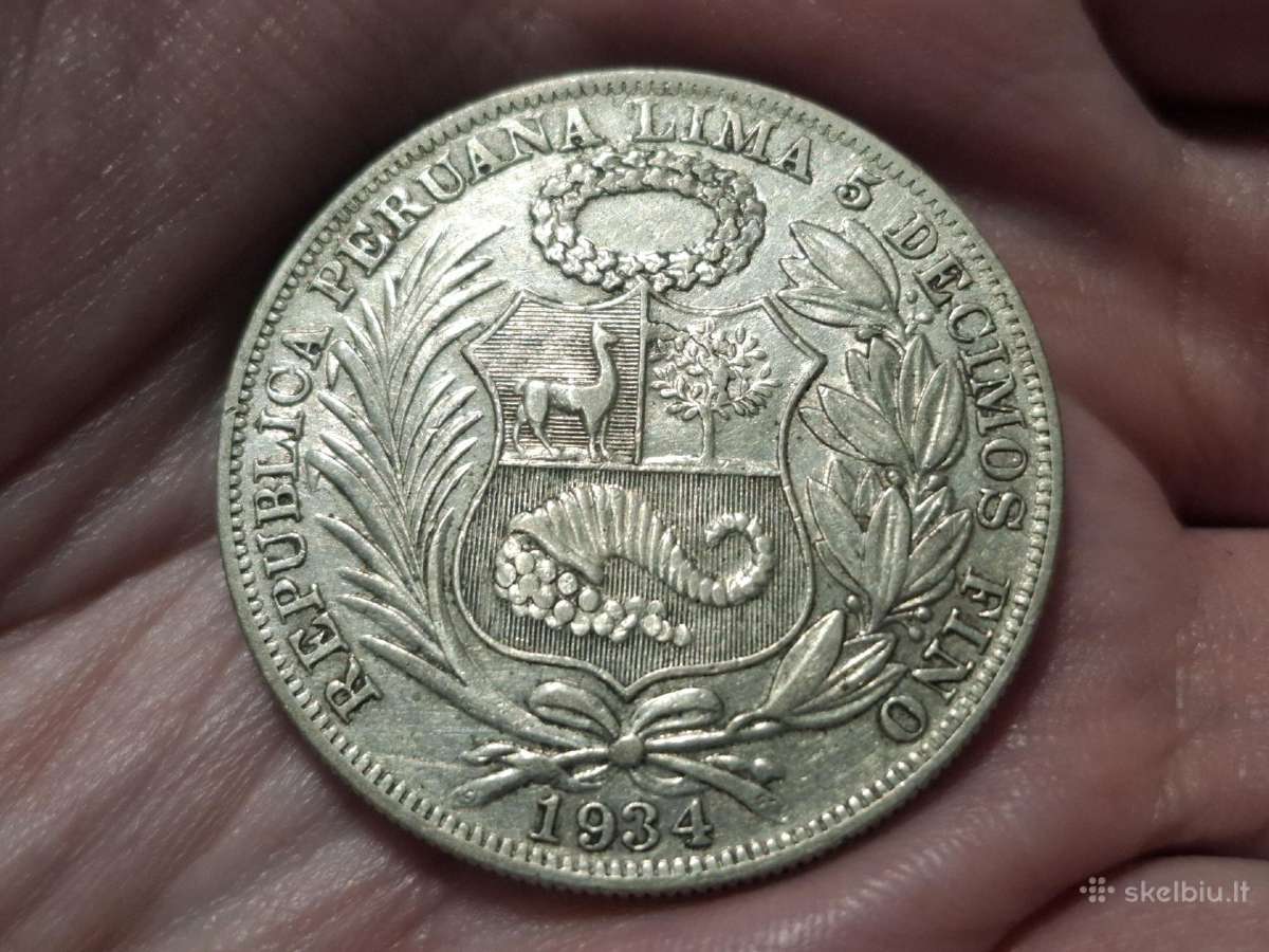 Peru 1 sol 1934 sidabras - nuotraukos Nr. 2