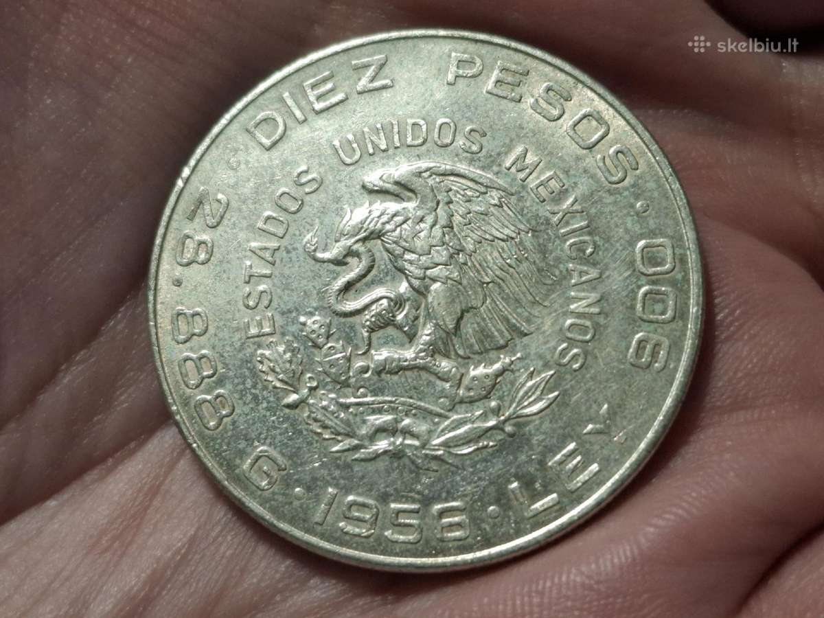 Meksika 10 pesų 1956 sidabras proginė