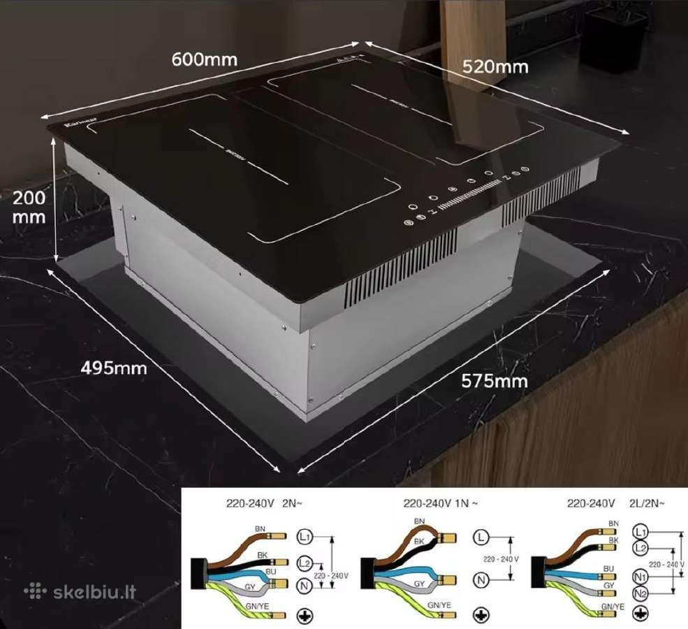 60cm Indukcinė kaitlentė Karinear su gartraukiu - nuotraukos Nr. 9