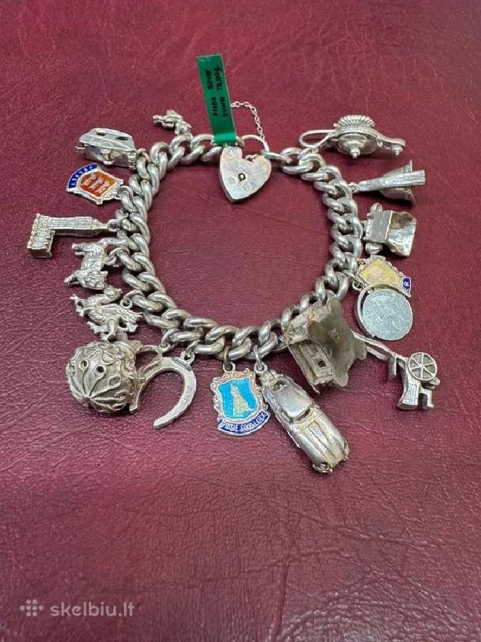 Senovinė, sidabrinė (Sterling) pakabukų apyrankė