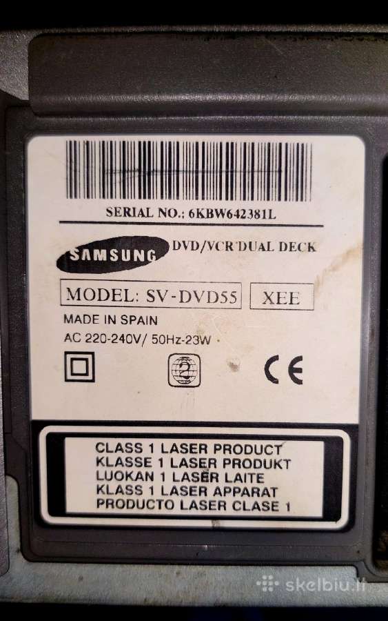 Grotuvas Samsung.dvigubas. Dvd ir Vcr - nuotraukos Nr. 3