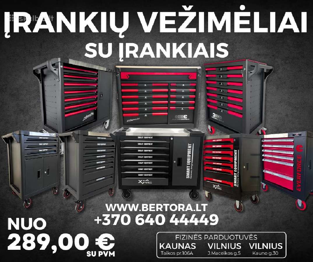 Įrankių vežimėliai dirbtuvėms ir servisui nuo 289€