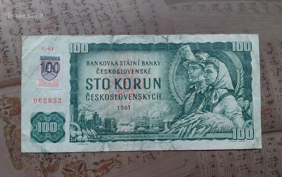 100 korun 1961 Čekoslovakija