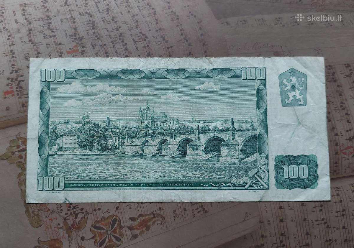 100 korun 1961 Čekoslovakija - nuotraukos Nr. 2