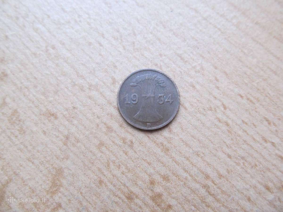 1 reichspfennig , Vokietija , 1934 A, D - nuotraukos Nr. 4