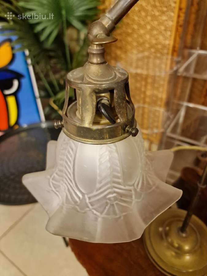 Vintažinė Art Nouveau žalvarinė stalo lempa - nuotraukos Nr. 4