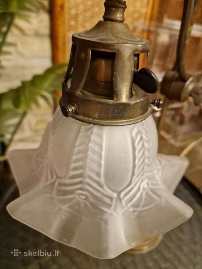 Vintažinė Art Nouveau žalvarinė stalo lempa - nuotraukos Nr. 9