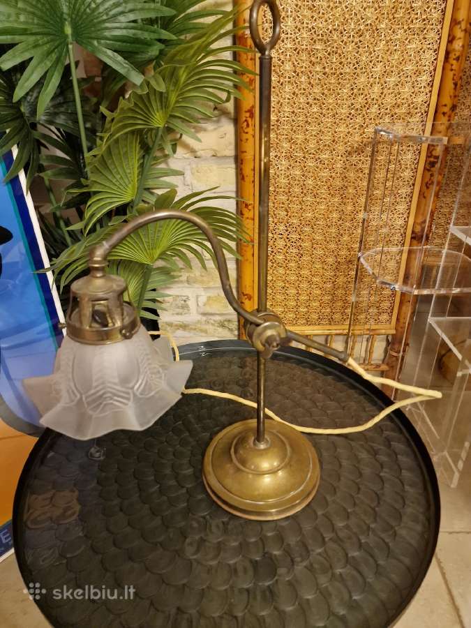 Vintažinė Art Nouveau žalvarinė stalo lempa - nuotraukos Nr. 11