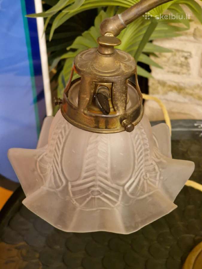 Vintažinė Art Nouveau žalvarinė stalo lempa - nuotraukos Nr. 13