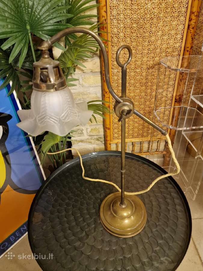 Vintažinė Art Nouveau žalvarinė stalo lempa - nuotraukos Nr. 15