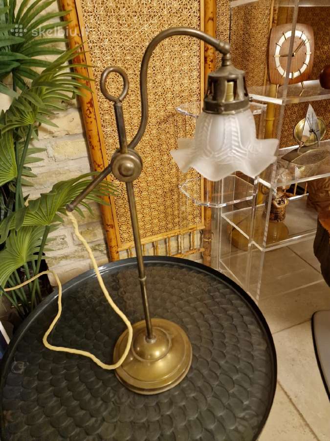 Vintažinė Art Nouveau žalvarinė stalo lempa - nuotraukos Nr. 16
